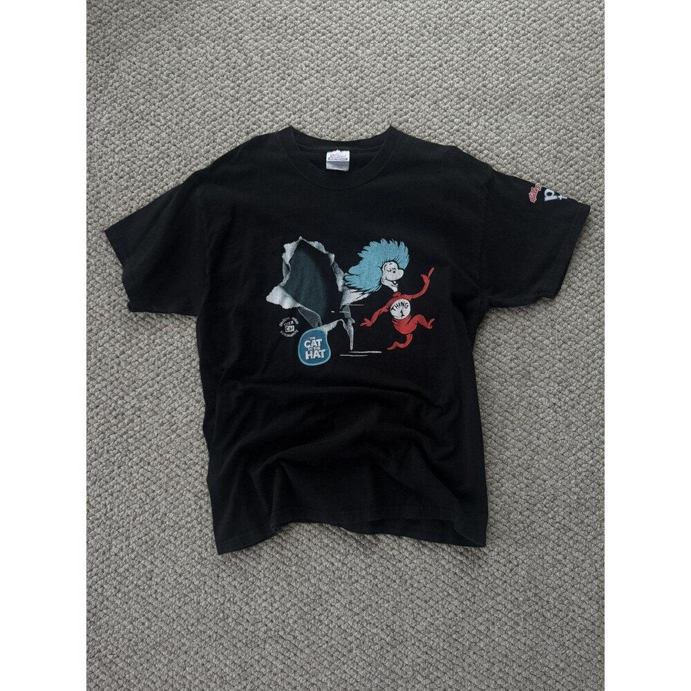Vintage Cat In The Hat Seuss Shirt Adult Large Black Thing 1 2 Kelloggs Promo